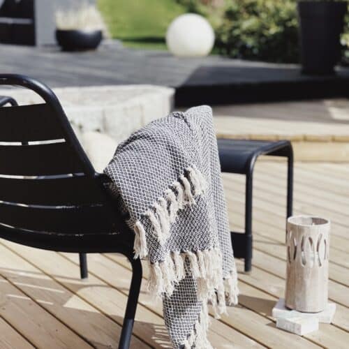 Scandinavian Outdoor decor with candle lantern from Muubs