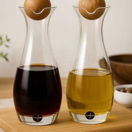 Oil & Vinegar set, Glass/ Oak, Sagaform
