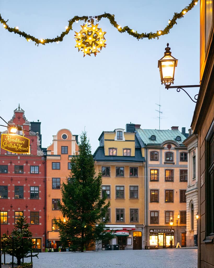 Swedish style Christmas decor in gamla stan